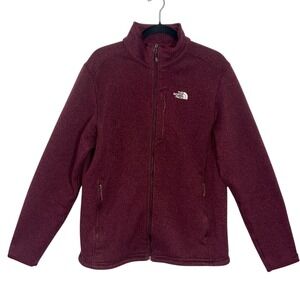 The North Face Men's Maroon full zip up fleece jacket size‎ Large